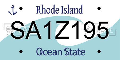 SA1Z195 Rhode Island License Plate