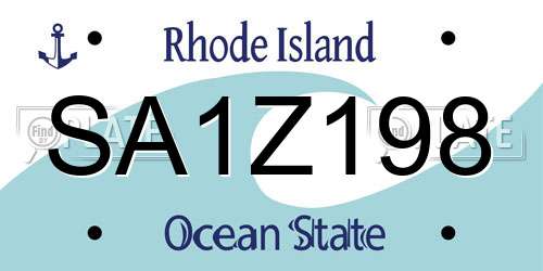 SA1Z198 Rhode Island License Plate
