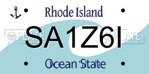 SA1Z6I Rhode Island License Plate