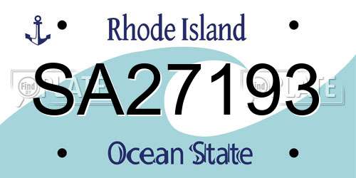 SA27193 Rhode Island License Plate