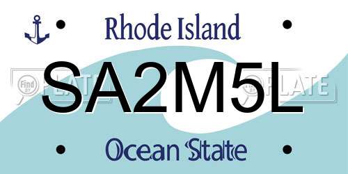 SA2M5L Rhode Island License Plate