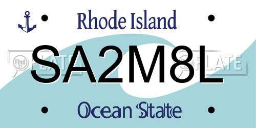 SA2M8L Rhode Island License Plate