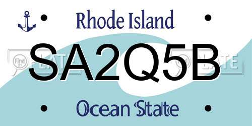SA2Q5B Rhode Island License Plate
