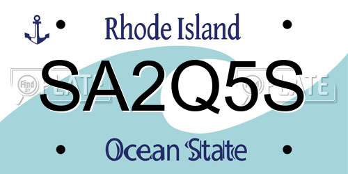 SA2Q5S Rhode Island License Plate