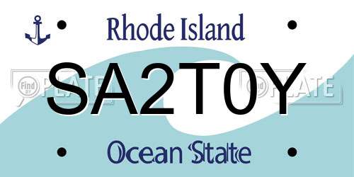 SA2T0Y Rhode Island License Plate