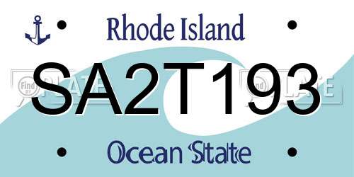 SA2T193 Rhode Island License Plate
