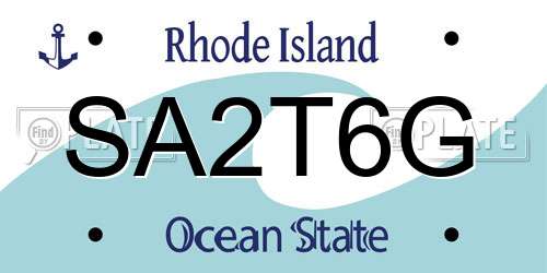 SA2T6G Rhode Island License Plate