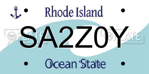 SA2Z0Y Rhode Island License Plate