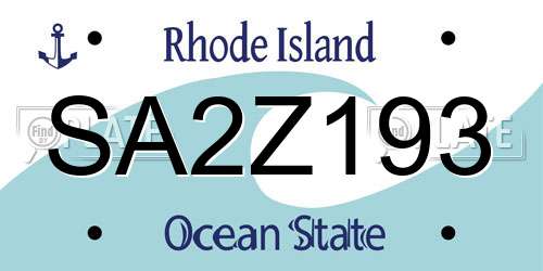SA2Z193 Rhode Island License Plate