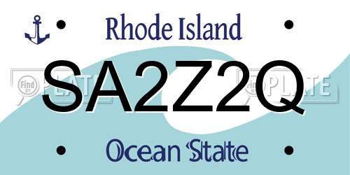 SA2Z2Q Rhode Island License Plate