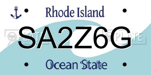 SA2Z6G Rhode Island License Plate