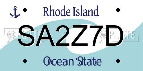 SA2Z7D Rhode Island License Plate