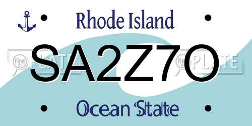 SA2Z7O Rhode Island License Plate