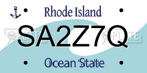 SA2Z7Q Rhode Island License Plate