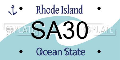 SA30 Rhode Island License Plate