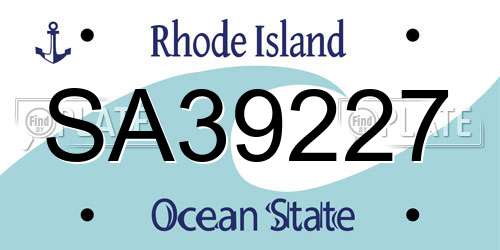 SA39227 Rhode Island License Plate