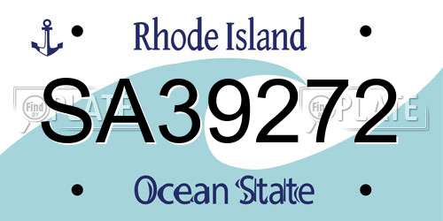 SA39272 Rhode Island License Plate