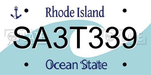 SA3T339 Rhode Island License Plate