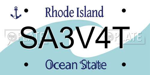 SA3V4T Rhode Island License Plate