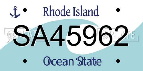 SA45962 Rhode Island License Plate