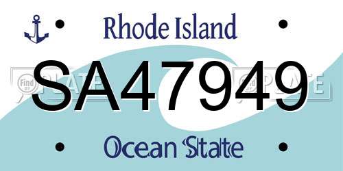SA47949 Rhode Island License Plate