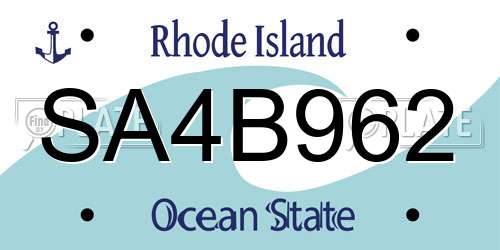 SA4B962 Rhode Island License Plate