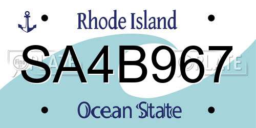 SA4B967 Rhode Island License Plate