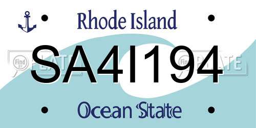 SA4I194 Rhode Island License Plate