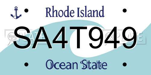 SA4T949 Rhode Island License Plate