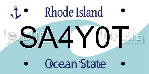 SA4Y0T Rhode Island License Plate