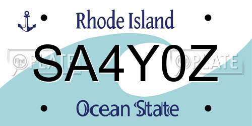 SA4Y0Z Rhode Island License Plate