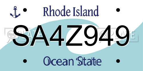 SA4Z949 Rhode Island License Plate