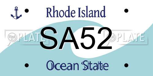 SA52 Rhode Island License Plate