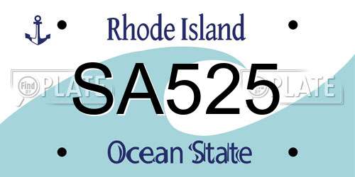 SA525 Rhode Island License Plate