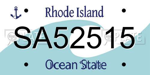 SA52515 Rhode Island License Plate