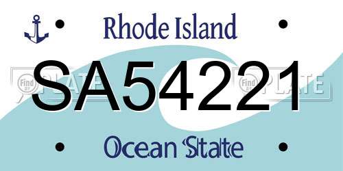 SA54221 Rhode Island License Plate