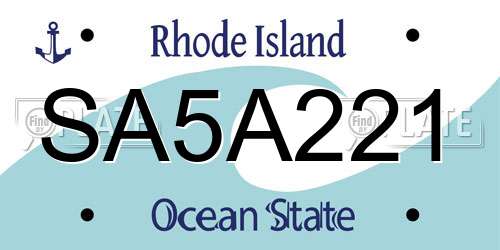 SA5A221 Rhode Island License Plate