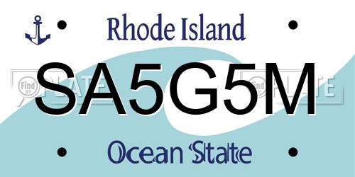 SA5G5M Rhode Island License Plate