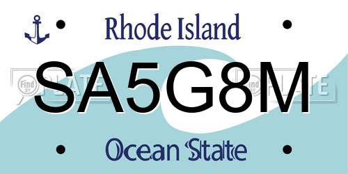 SA5G8M Rhode Island License Plate