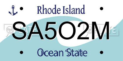 SA5O2M Rhode Island License Plate