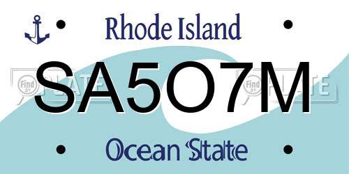 SA5O7M Rhode Island License Plate