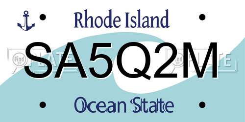 SA5Q2M Rhode Island License Plate