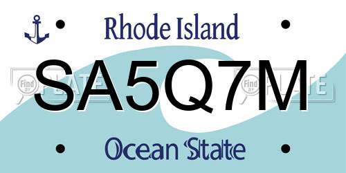 SA5Q7M Rhode Island License Plate