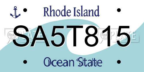 SA5T815 Rhode Island License Plate