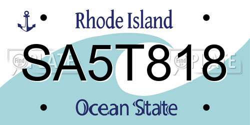 SA5T818 Rhode Island License Plate