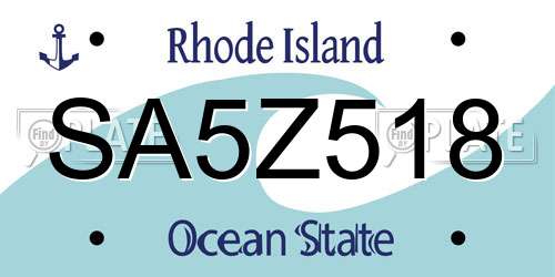 SA5Z518 Rhode Island License Plate