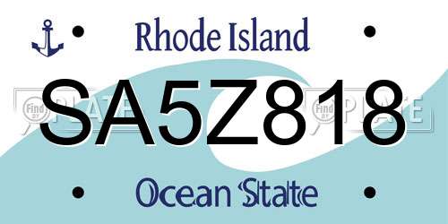 SA5Z818 Rhode Island License Plate