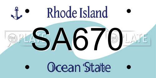 SA670 Rhode Island License Plate