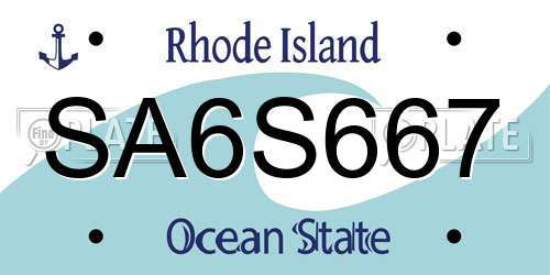 SA6S667 Rhode Island License Plate