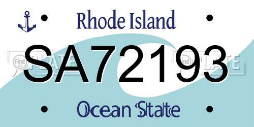 SA72193 Rhode Island License Plate